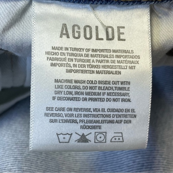 Agolde Riley Jeans Straight Crop High Rise Button Fly Womens 27 Distressed - Picture 9 of 11